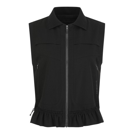 여성 프릴 스트링 헴 집업 베스트