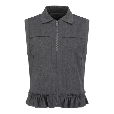 여성 프릴 스트링 헴 집업 베스트