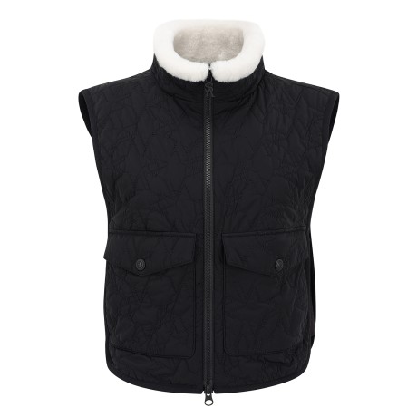 여성 별 심볼 퍼 믹스 퀼팅 패딩 베스트