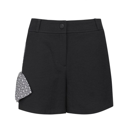 여성 별 심볼 패턴 배색 백 밴딩 쇼츠