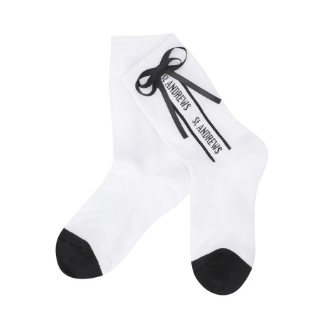 여성 리본 논슬립 중목 양말