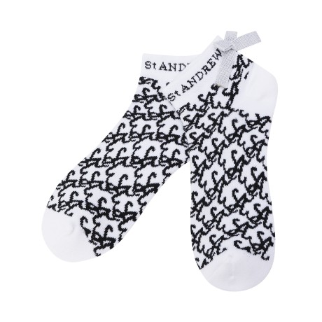 여성 자카드 글리터 리본 단목 양말