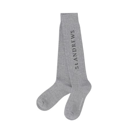 여성 배색 글리터 로고 니삭스