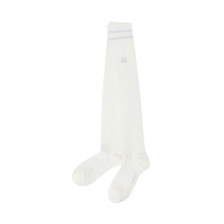 여성 케이블 글리터 라인 니하이 삭스