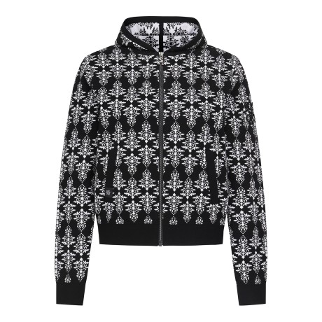 여성 바로크 패턴 후드 집업 가디건