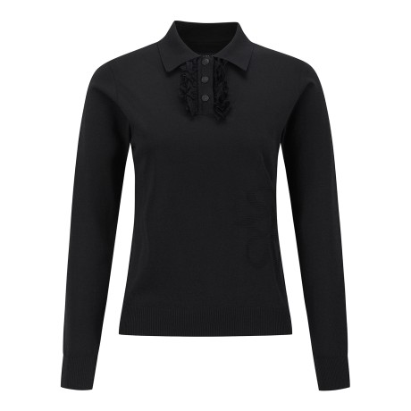 여성 별 심볼 프릴 플래킷 카라 니트