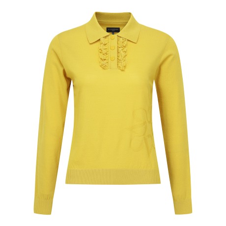 여성 별 심볼 프릴 플래킷 카라 니트