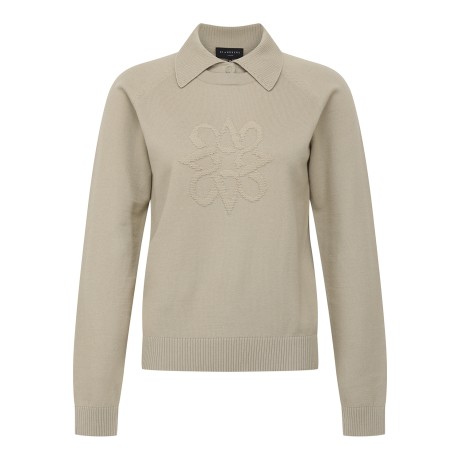 여성 별 심볼 골조직 카라 레이어드 니트