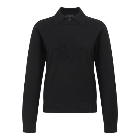 여성 별 심볼 골조직 카라 레이어드 니트