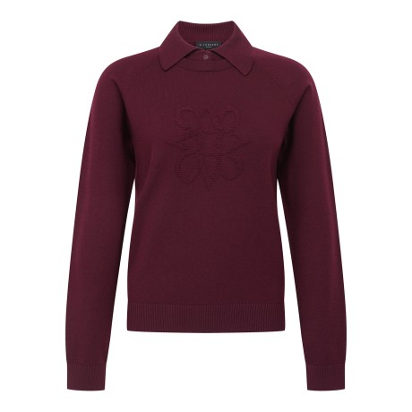 여성 별 심볼 골조직 카라 레이어드 니트