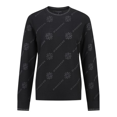 여성 별 심볼 로고 플레이 패턴 긴팔 니트