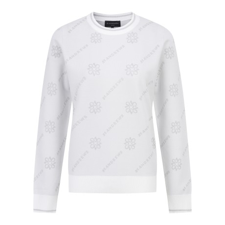 여성 별 심볼 로고 플레이 패턴 긴팔 니트