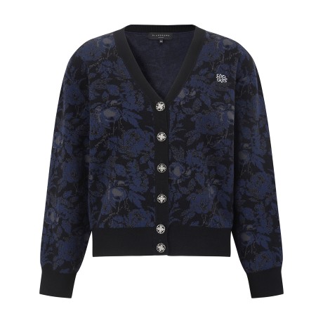 여성 별 심볼 보니 스코틀랜드 자카드 V넥 가디건