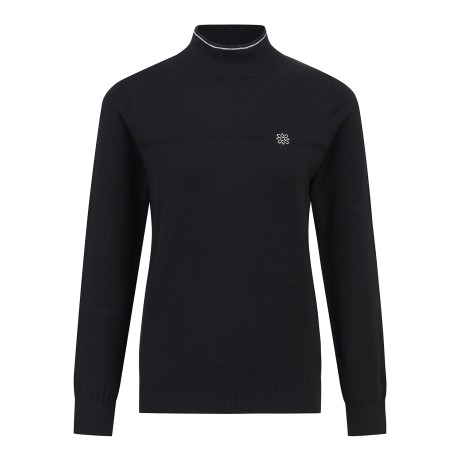 여성 별 심볼 립조직 모크넥 긴팔 니트