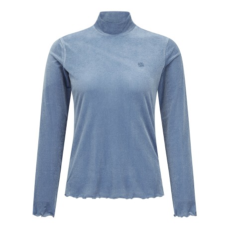 여성 벨벳 웨이브 헴 긴팔 티셔츠