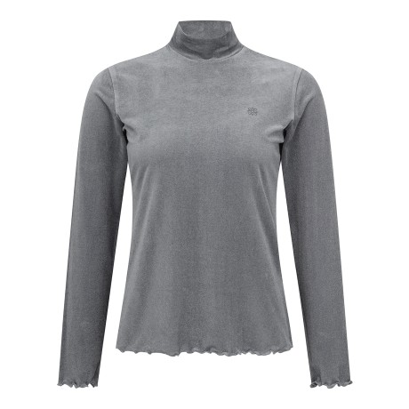 여성 벨벳 웨이브 헴 긴팔 티셔츠