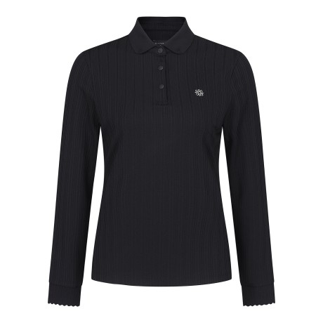 여성 웨이브 커프스 골조직 카라 티셔츠