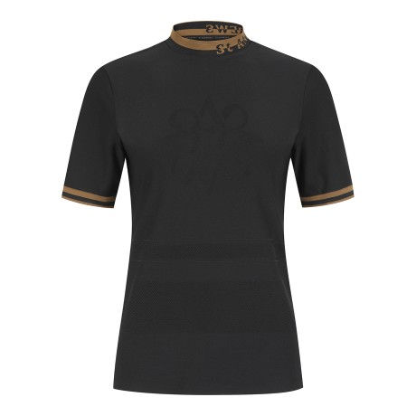 여성 배색 자카드 넥 반팔 티셔츠