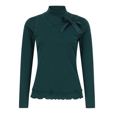 여성 탈착 스트랩 프릴 헴 레이어 티셔츠