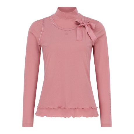 여성 탈착 스트랩 프릴 헴 레이어 티셔츠