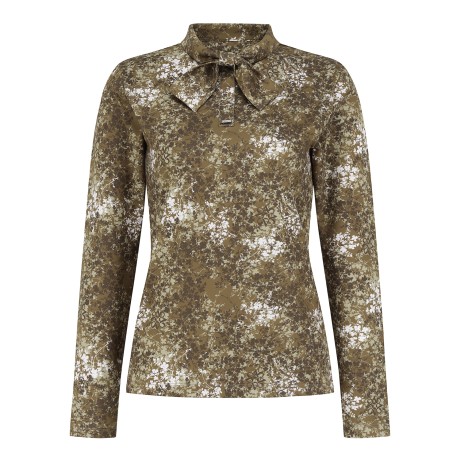 여성 플라워 패턴 타이넥 티셔츠