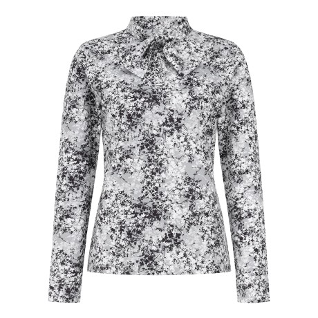 여성 플라워 패턴 타이넥 티셔츠