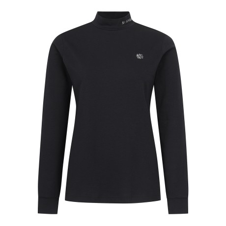 여성 글로시 별 심볼 모크넥 티셔츠