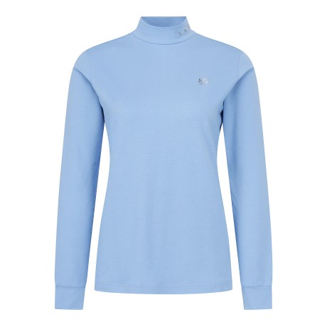 여성 글로시 별 심볼 모크넥 티셔츠