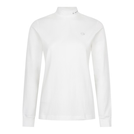 여성 글로시 별 심볼 모크넥 티셔츠