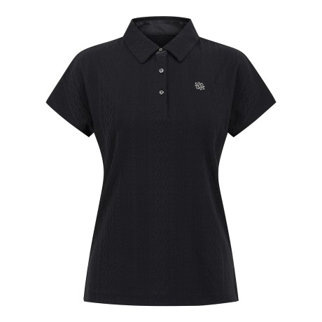 여성 케이블 니트 라이크 카라 반팔 티셔츠