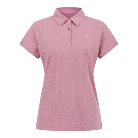 여성 케이블 니트 라이크 카라 반팔 티셔츠