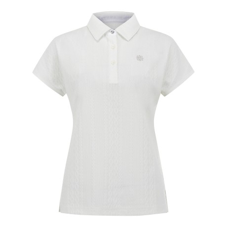 여성 케이블 니트 라이크 카라 반팔 티셔츠