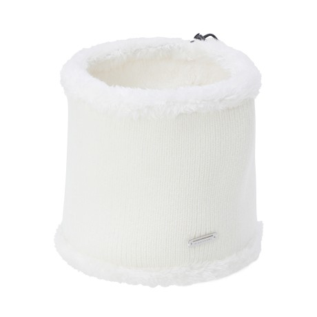 여성 퍼 믹스 골조직 스트링 니트 넥워머