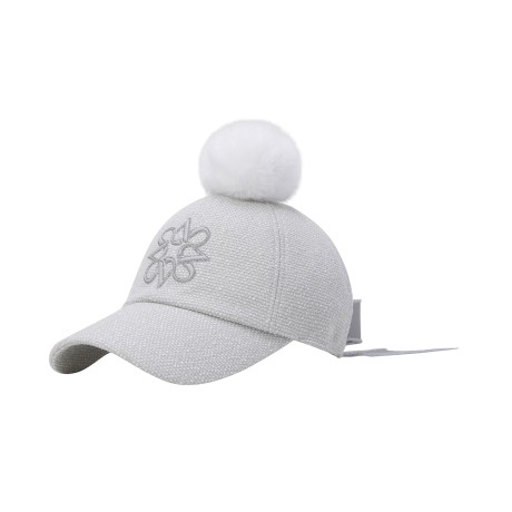 여성 글리터 별 심볼 방울 트위드 리본 볼캡