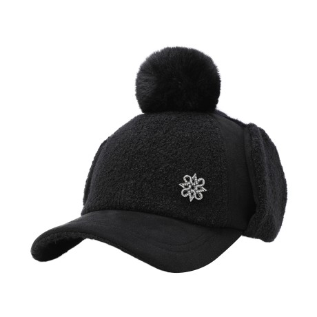 여성 큐빅 별 심볼 부클 믹스 이어워머 볼캡