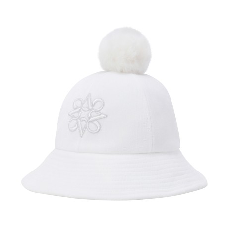여성 별 심볼 자수 폼폼 리본 버킷햇