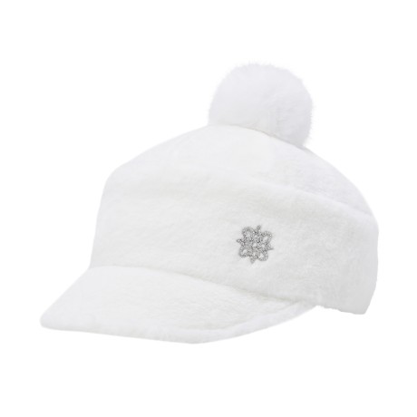 여성 크리스탈 별 심볼 탈착 폼폼이 퍼 캡