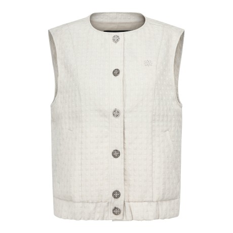 여성 스퀘어 패턴 자가드 점퍼 베스트