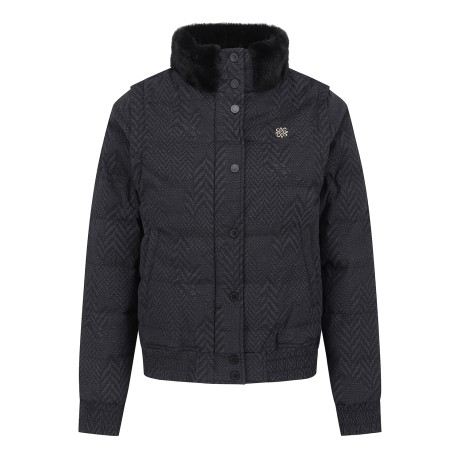 여성 디테처블 슬리브 퍼 카라 헤링본 패딩 점퍼