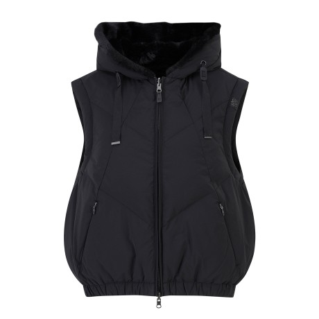 여성 리버서블 퍼 후드 집업 베스트