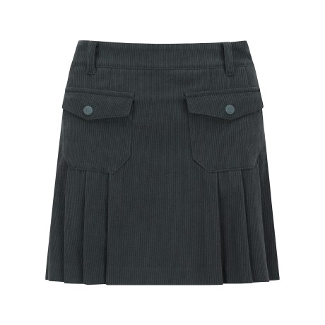 여성 코듀로이 플랩 포켓 플리츠 큐롯 스커트