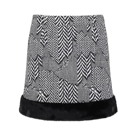 여성 헤링본 프린트 퀼팅 패딩 스커트