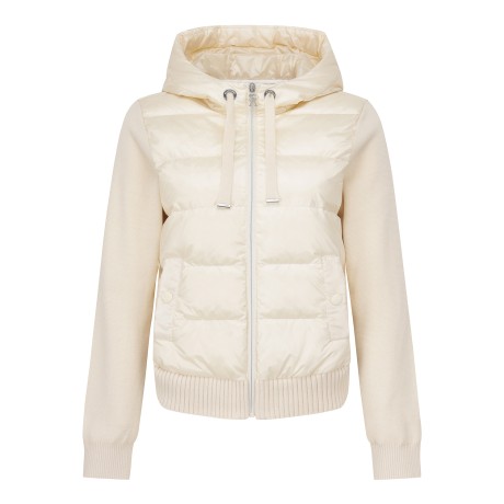 여성 별 심볼 구스 다운 블록 후드 방풍 니트 가디건