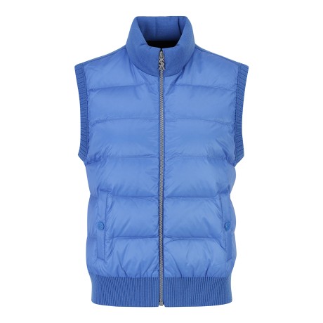 여성 구스 다운 블록 별 심볼 방풍 니트 베스트