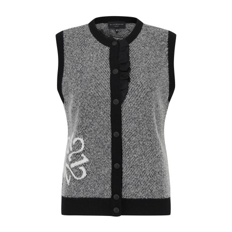 여성 프릴 플래킷 별 심볼 자카드 니트 베스트