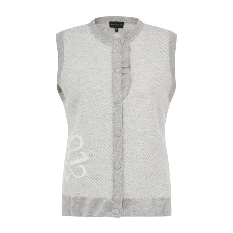 여성 프릴 플래킷 별 심볼 자카드 니트 베스트