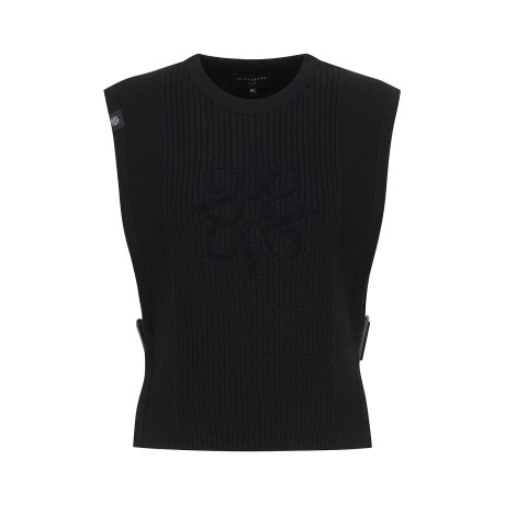 여성 부클 별 심볼 사이드 스트랩 니트 베스트