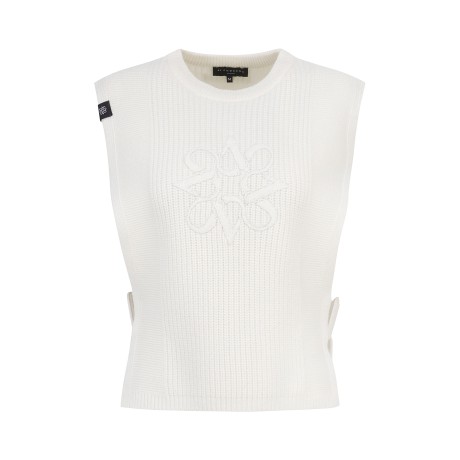 여성 부클 별 심볼 사이드 스트랩 니트 베스트