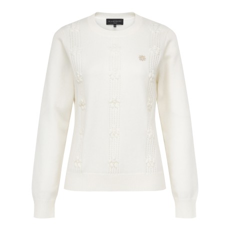 여성 별 심볼 플로럴 엠보 니트