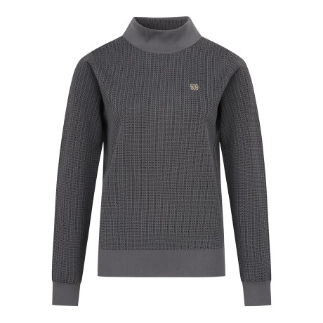 여성 별 심볼 투톤 패턴 하이넥 니트